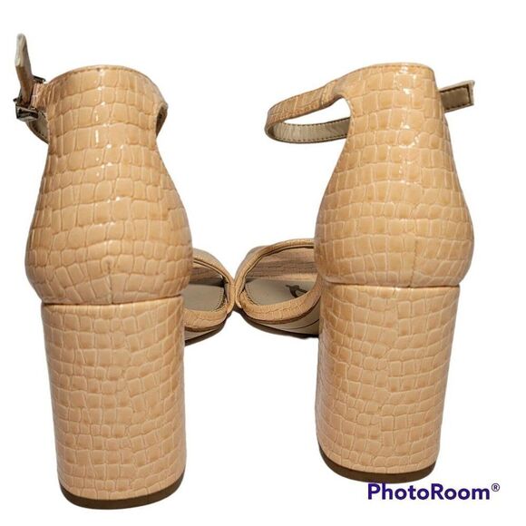 Sam Edelman Sandals Womens Sz 6 Daniella Open Toe Ankle Strap Heel Peach Croco - Picture 7 of 13